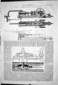 Old Antique Print 1871 Engineering De La Roche-Tolay Rock Borer Machinery 19th