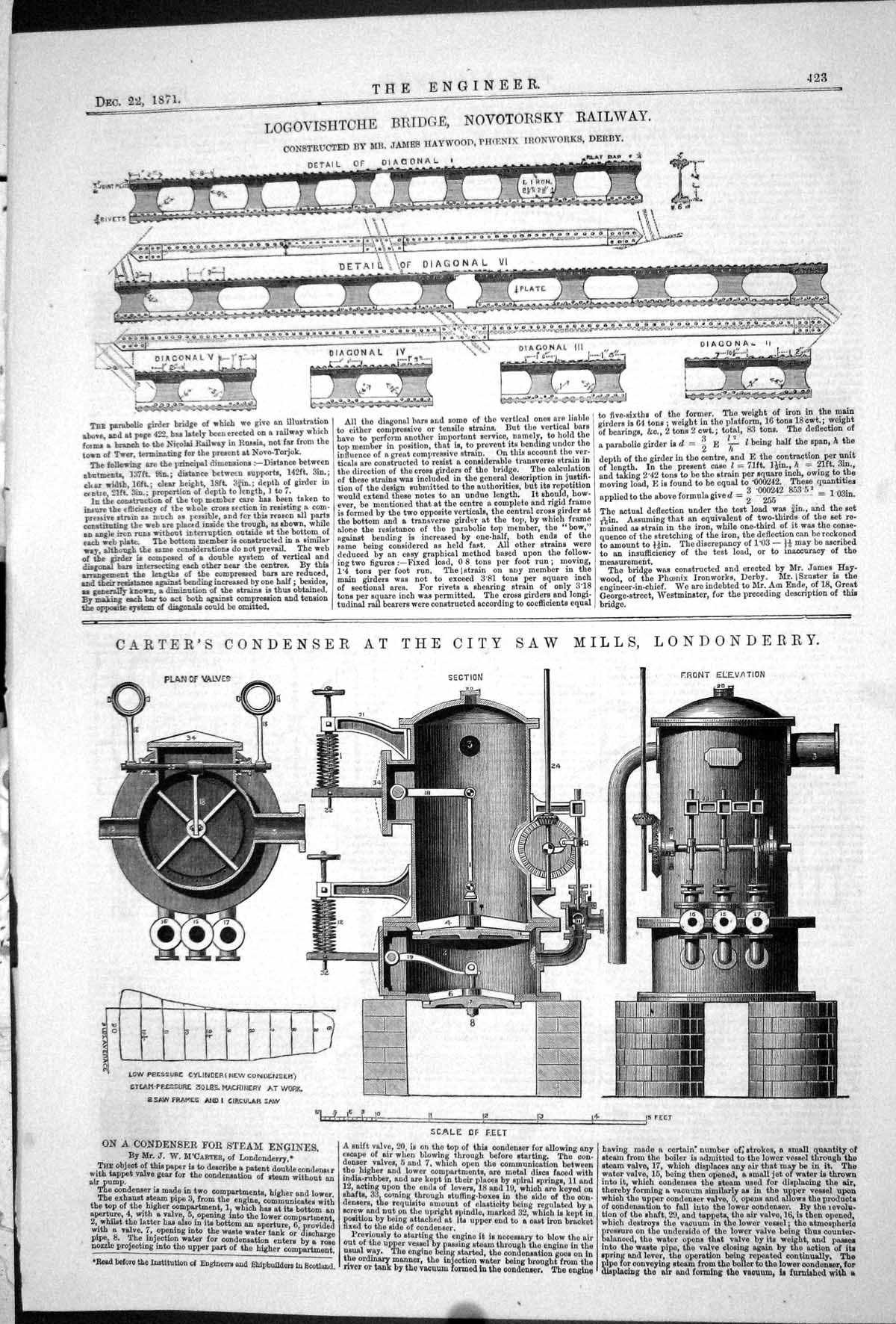 Old 1871 Logovishtche Bridge Novotorsky Railway Carter Condenser Saw Victorian