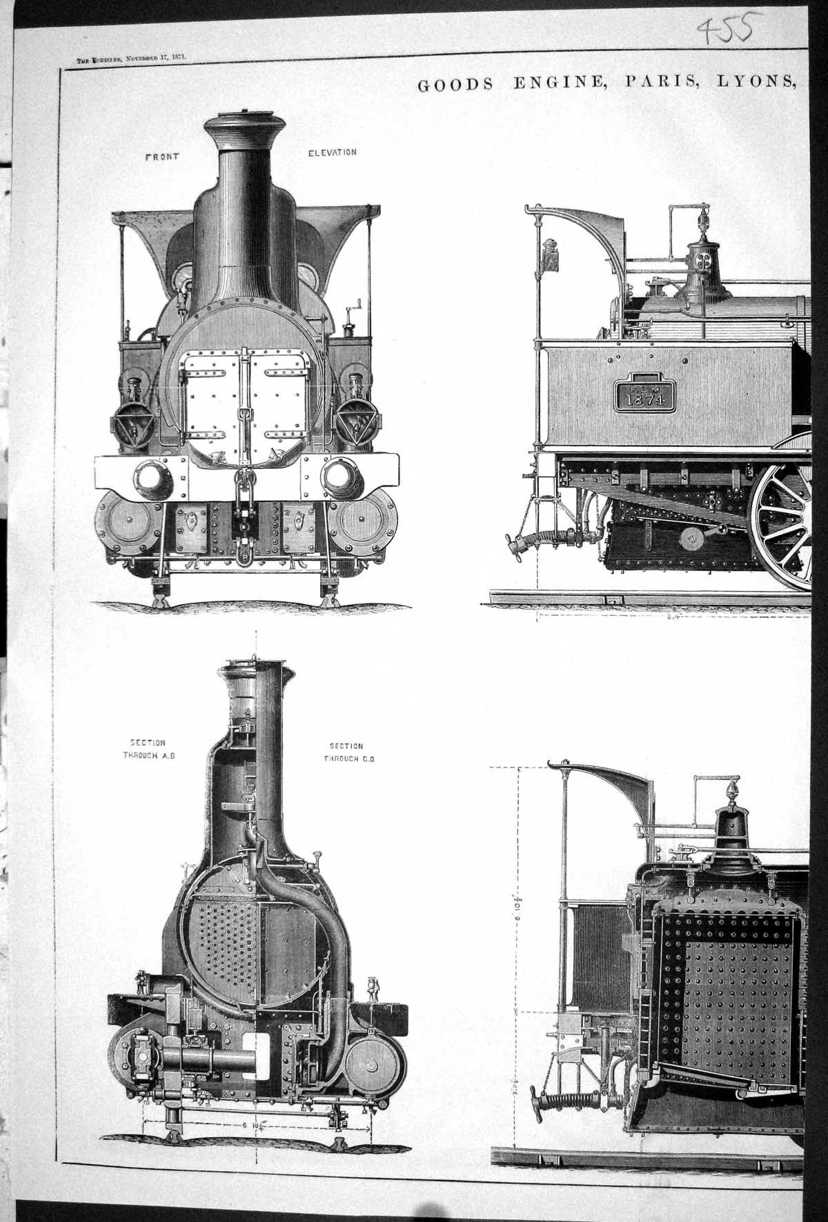 Old 1871 Engineering Goods Engine Train Paris Lyons Mediterranean Rai Victorian