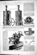 Old Print Eight-Horse Power Vertical Engine 1872 Brickmaking Machine Mill 19th
