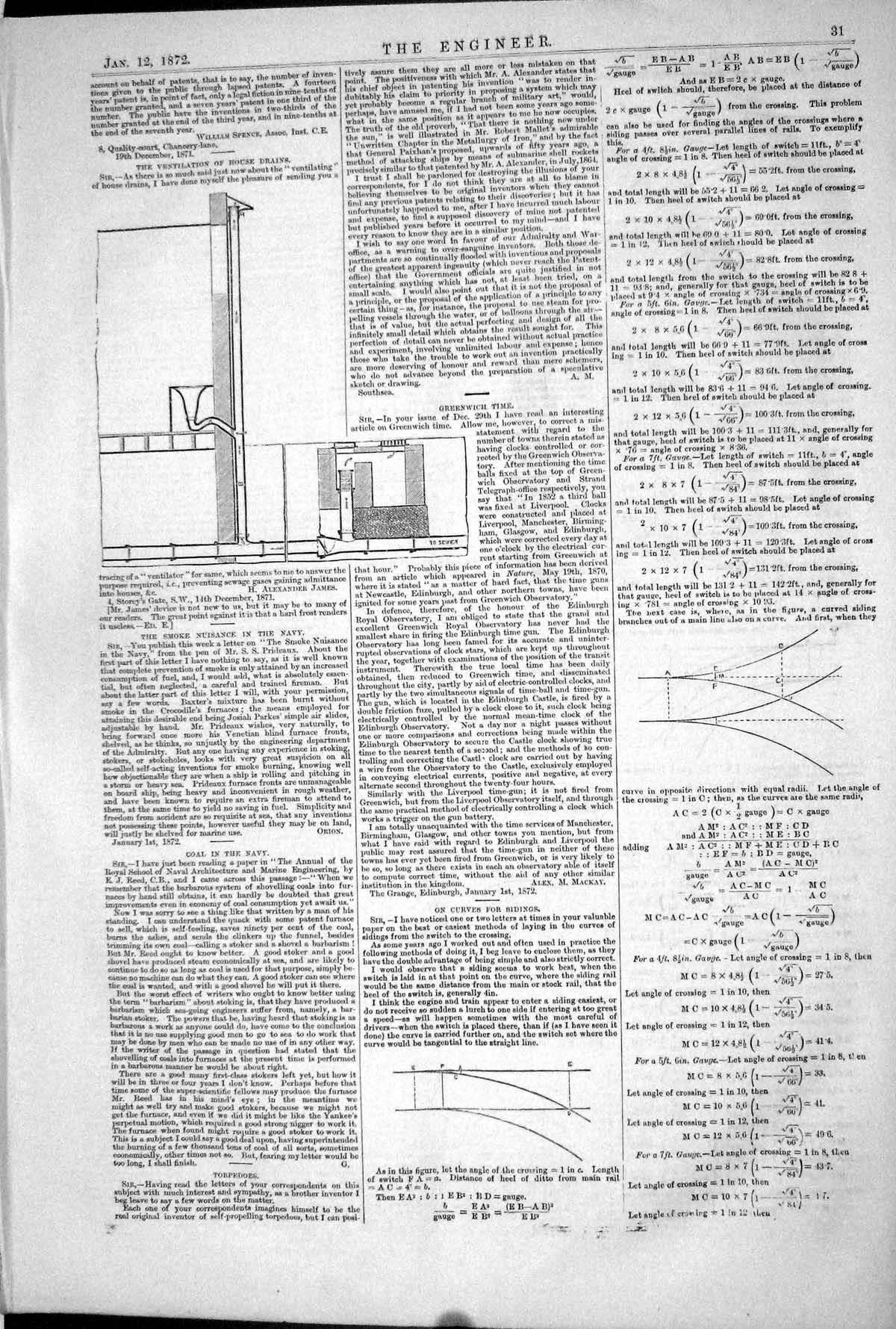 Old 1872 Engineering Ventilation House Drains Equations Curves Siding Victorian
