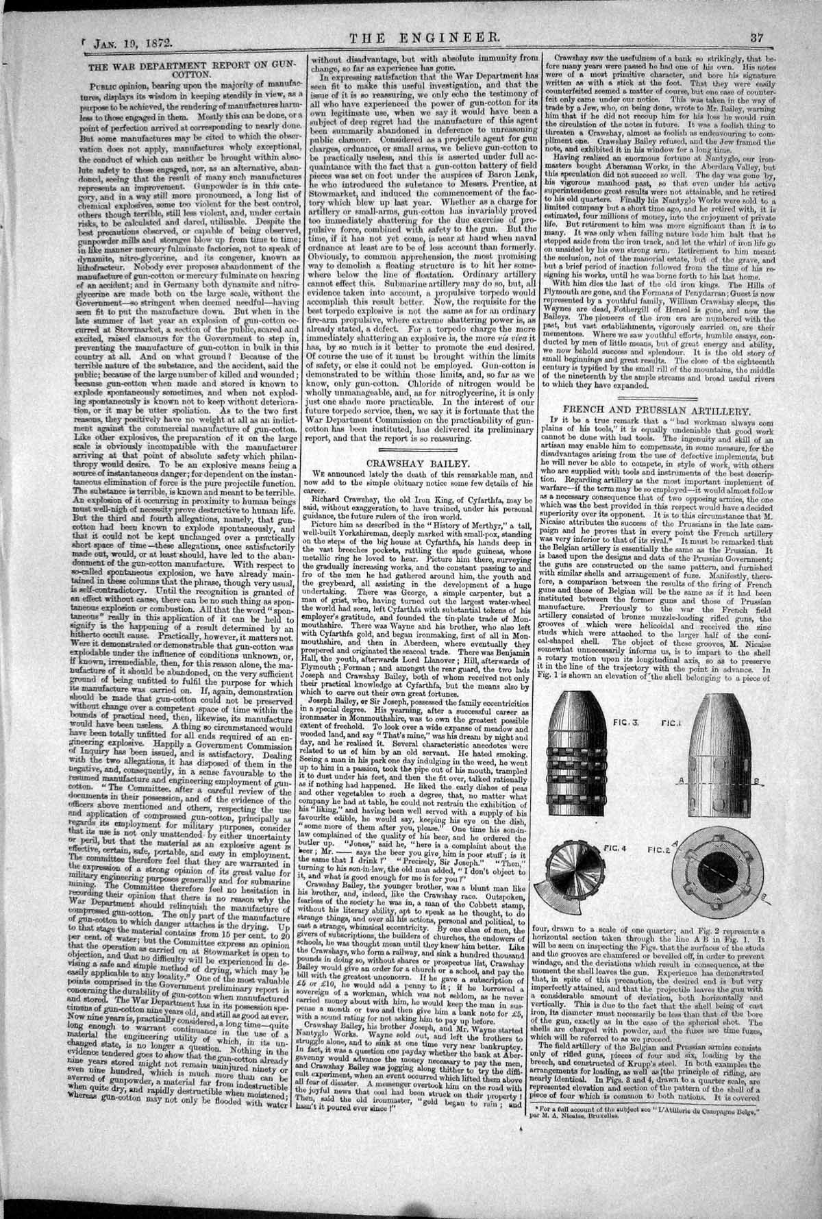 Original Old Antique Print 1872 Engineering French Prussian Artillery Weapons