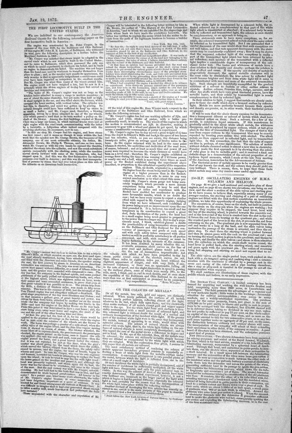 Old Print 1872 Locomotive United States Stone-Sawing Machinery Melbourne 19th