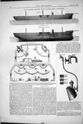 Old H.M. Ship Double Battery Iron Plated Vanguard Mathew Gas 1872 Eng Victorian
