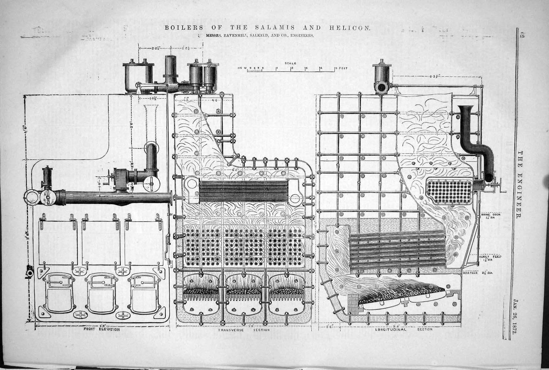 Old 1872 Engineering Boilers Salamis Helicon Machinery Ravenhill Salk Victorian
