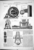 Antique Print 1872 Danks Rotary Puddling Furnace Winslow Squeezer Machinery