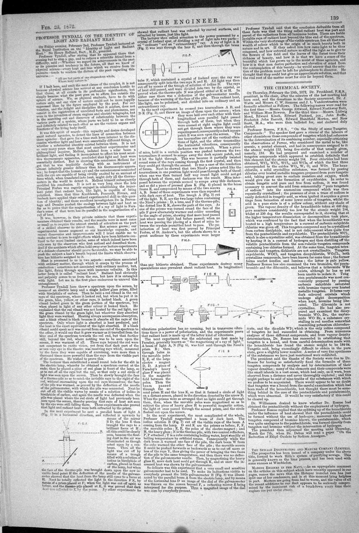 Antique Old Print 1872 Professor Tydall Identity Light Radiant Heat Diagrams