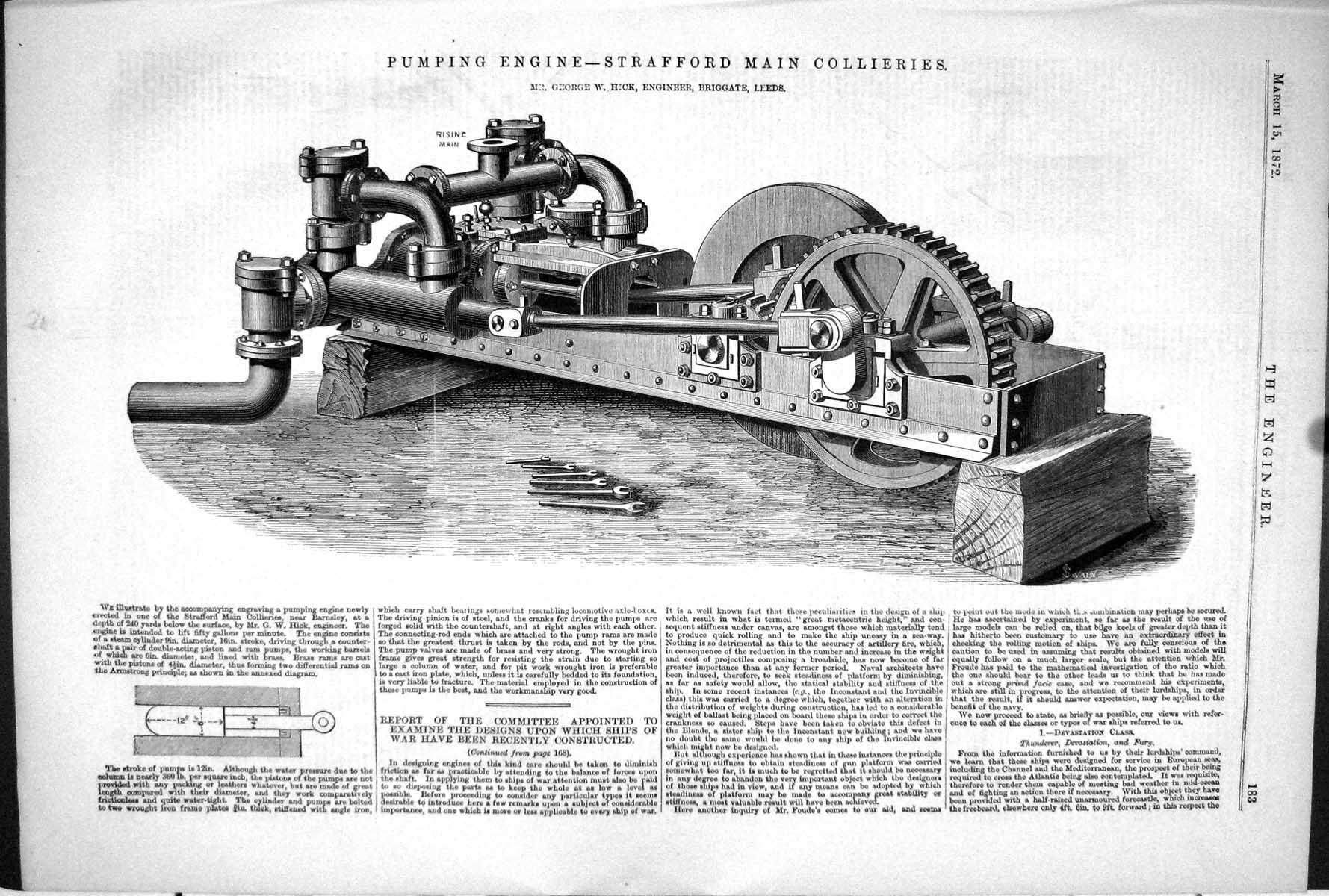 Old 1872 Engineering Pumping Engine Strafford Main Collieries George Victorian