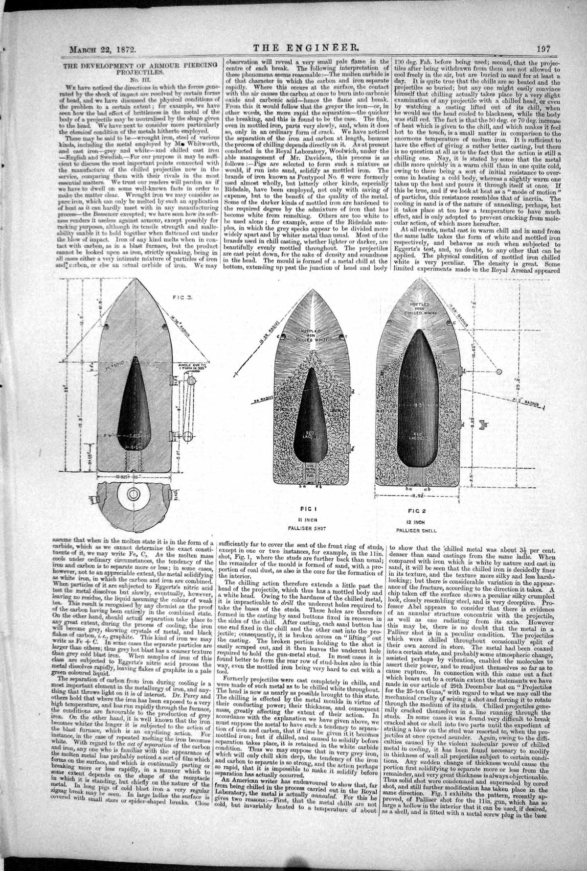 Old 1872 Development Armour Piercing Projectiles Palliser Shot Shell Victorian