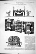 Old Print 1872 Double Wheel Lathe Machinery Thompson Canning Works Leeds 19th