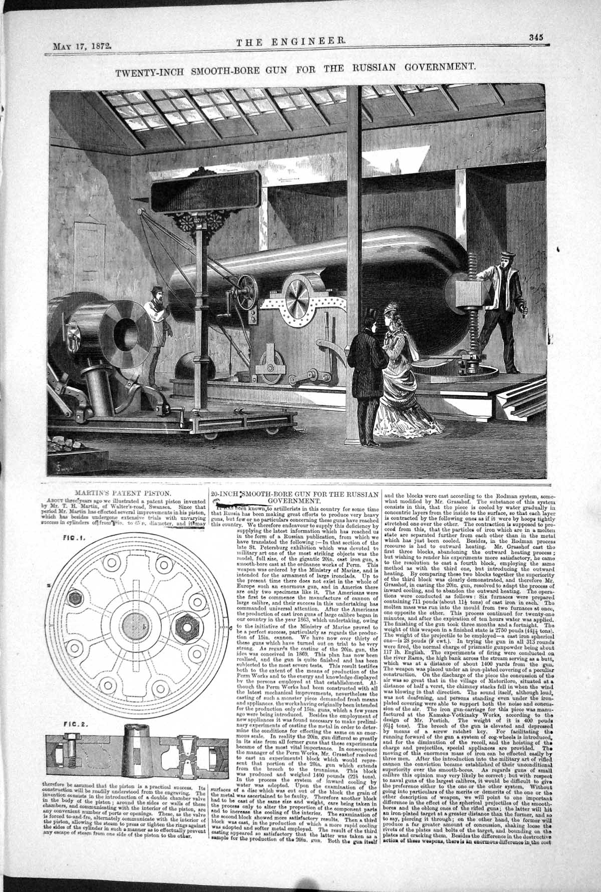 Old 1872 Twenty-Inch Smooth-Bore Gun Russian Government Martin Piston Victorian