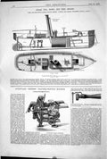 Antique Print 1872 Steam Tug Hoist Fire Engine Furnival Express Ing Machine