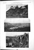 Antique Old Print Engineering 1874 Vienna Waterworks Buildings Viaduct River