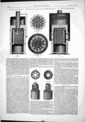 Antique Old Print 1874 Hill Patent Vertical Boiler Manchester Machinery Plan