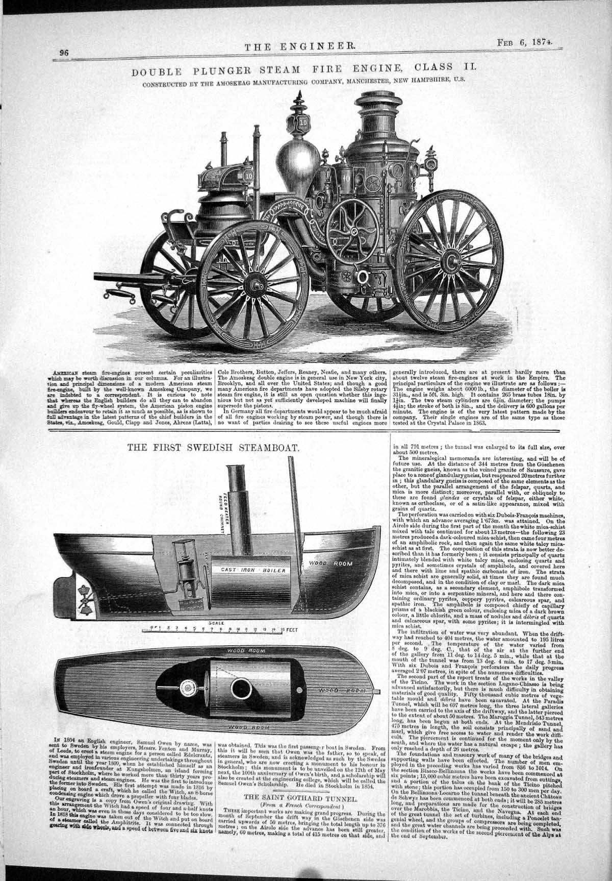Old 1874 Double Plunger Steam Fire Engine Amoskeag Swedish Steam Boat Victorian