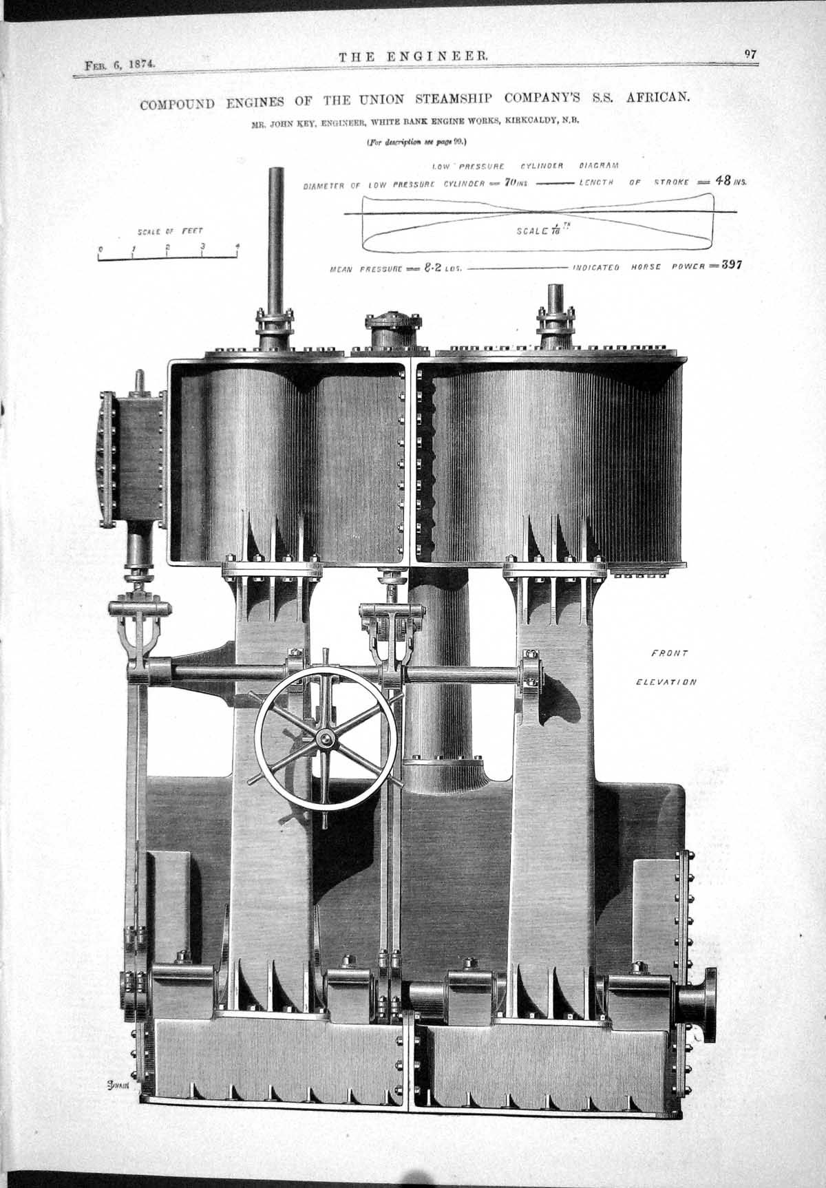 Old John Key Compound Engines Union Steam Ship African Engineering 18 19th
