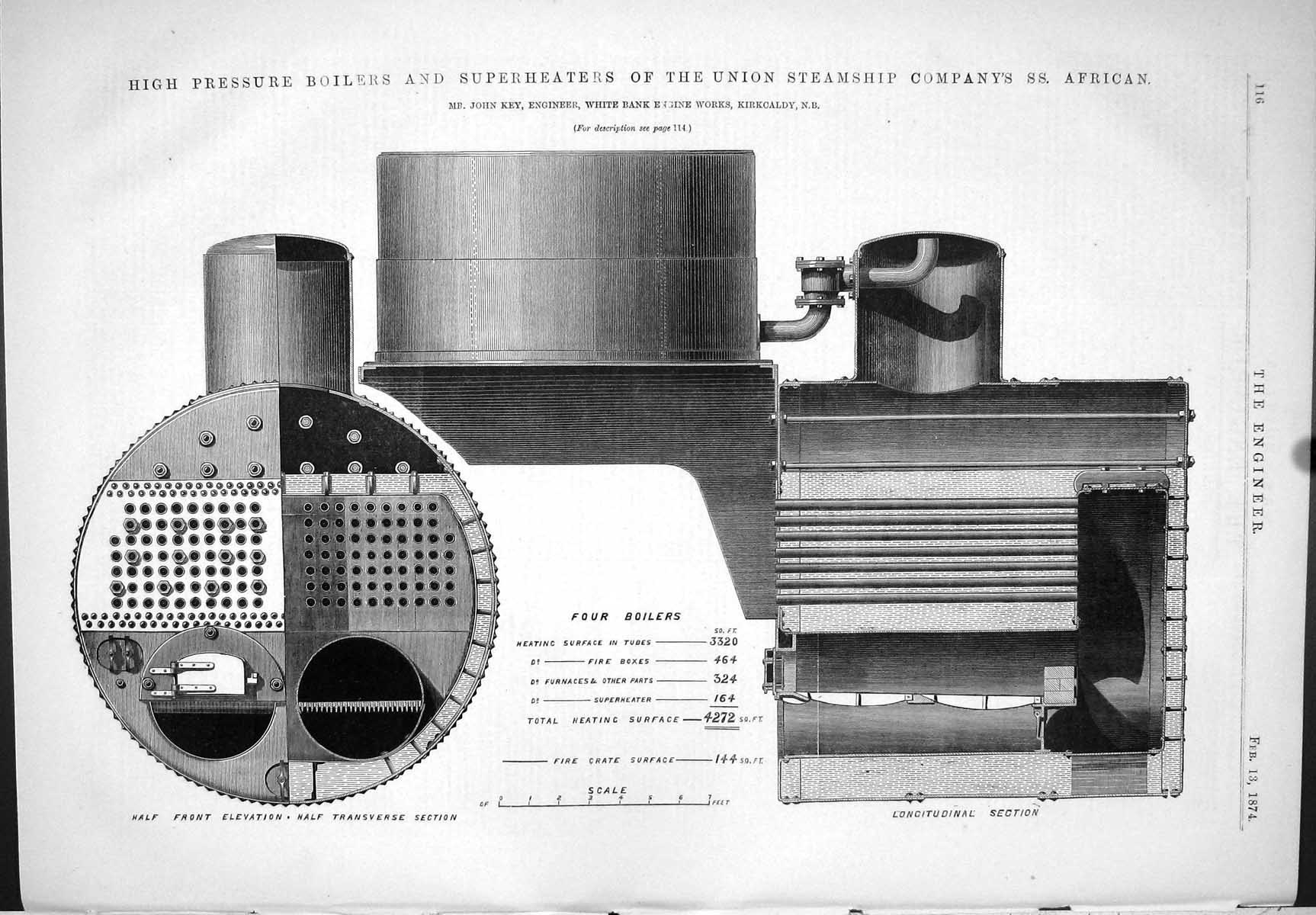 Old High Pressure Boilers Steam Ship African John Key Kirkcaldy 1874 Victorian