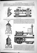 Antique Print 1874 Ommaney Tatham Horizontal Engine Sudlow Rotary Grindrod 19th