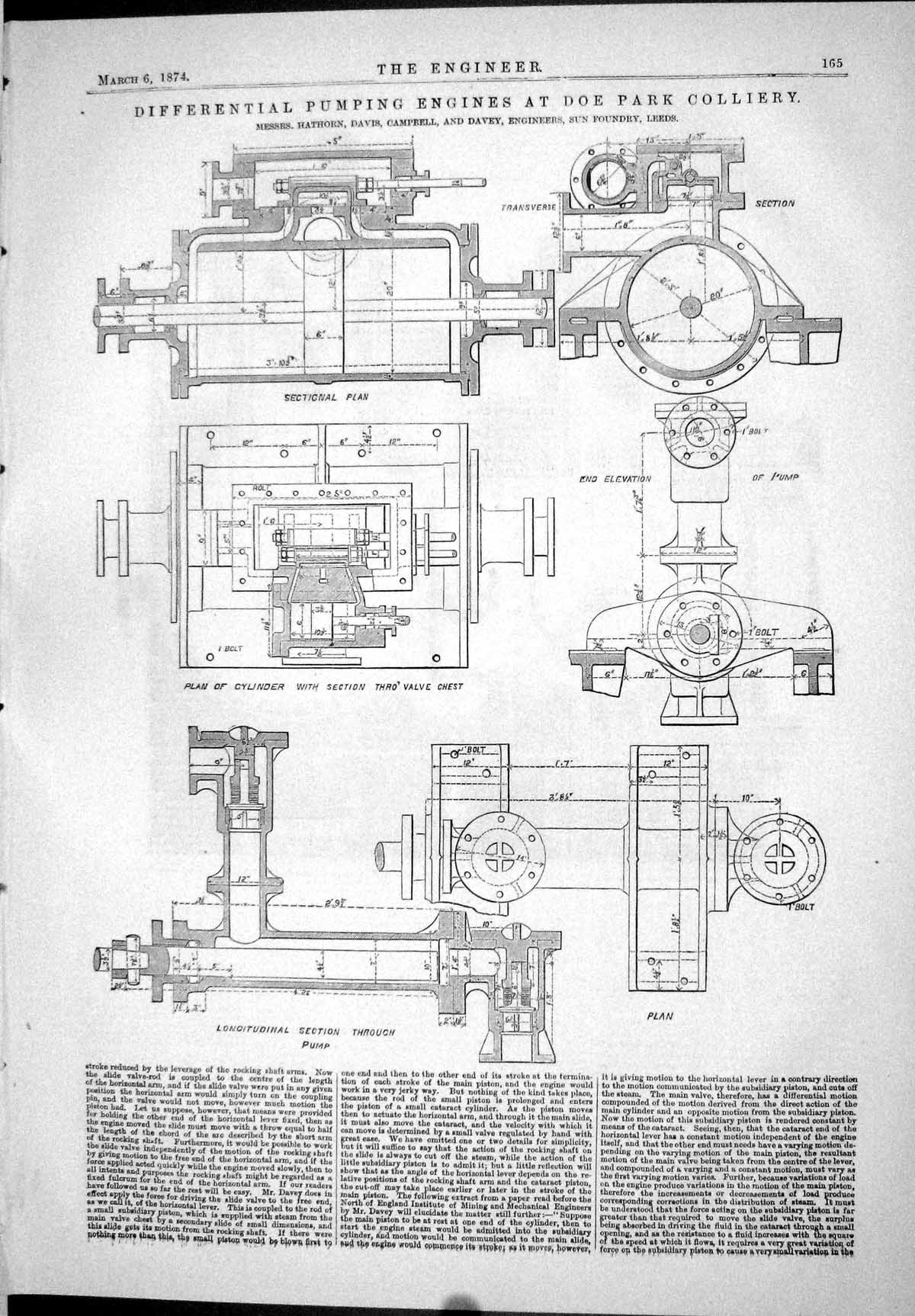 Old 1874 Pumping Engines Doe Park Colliery Hathorn Davis Campbell Lee Victorian