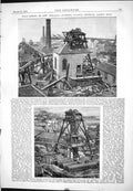 Antique Print Engineering 1874 GMining New Zealand Pumping Station Crown Mi