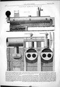 Old Engineering 1874 Canadian Sawdust Furnaces Machinery Screw Propel Victorian