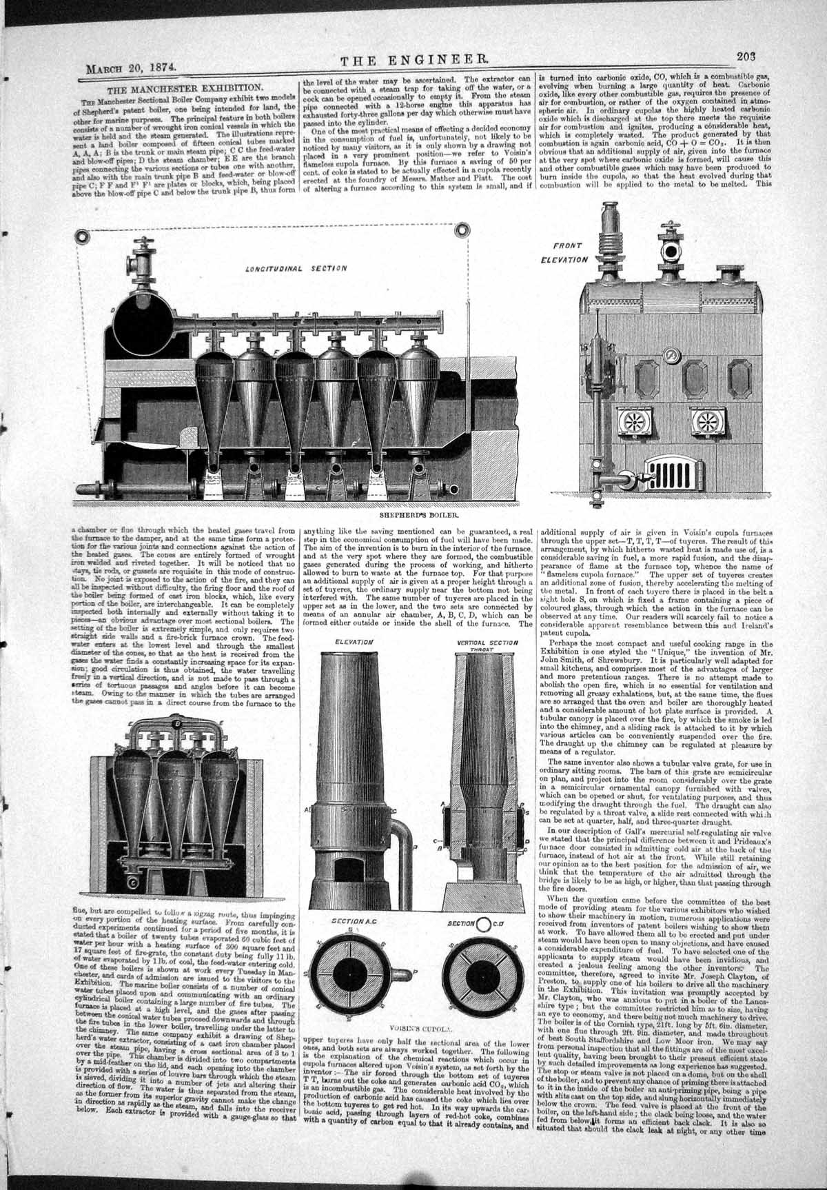 Old 1874 Shepherds Boiler Voisin Cupola Machinery Engines Manchester Victorian
