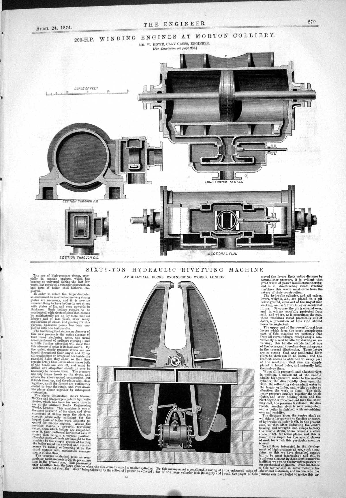 Old 200-H-P. Winding Engines Morton Colliery Howe 1874 Millwall Docks