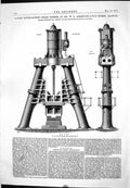 Antique Old Print 1874 Double-Acting Steam Hammer Armstrong Elswick Thwaites
