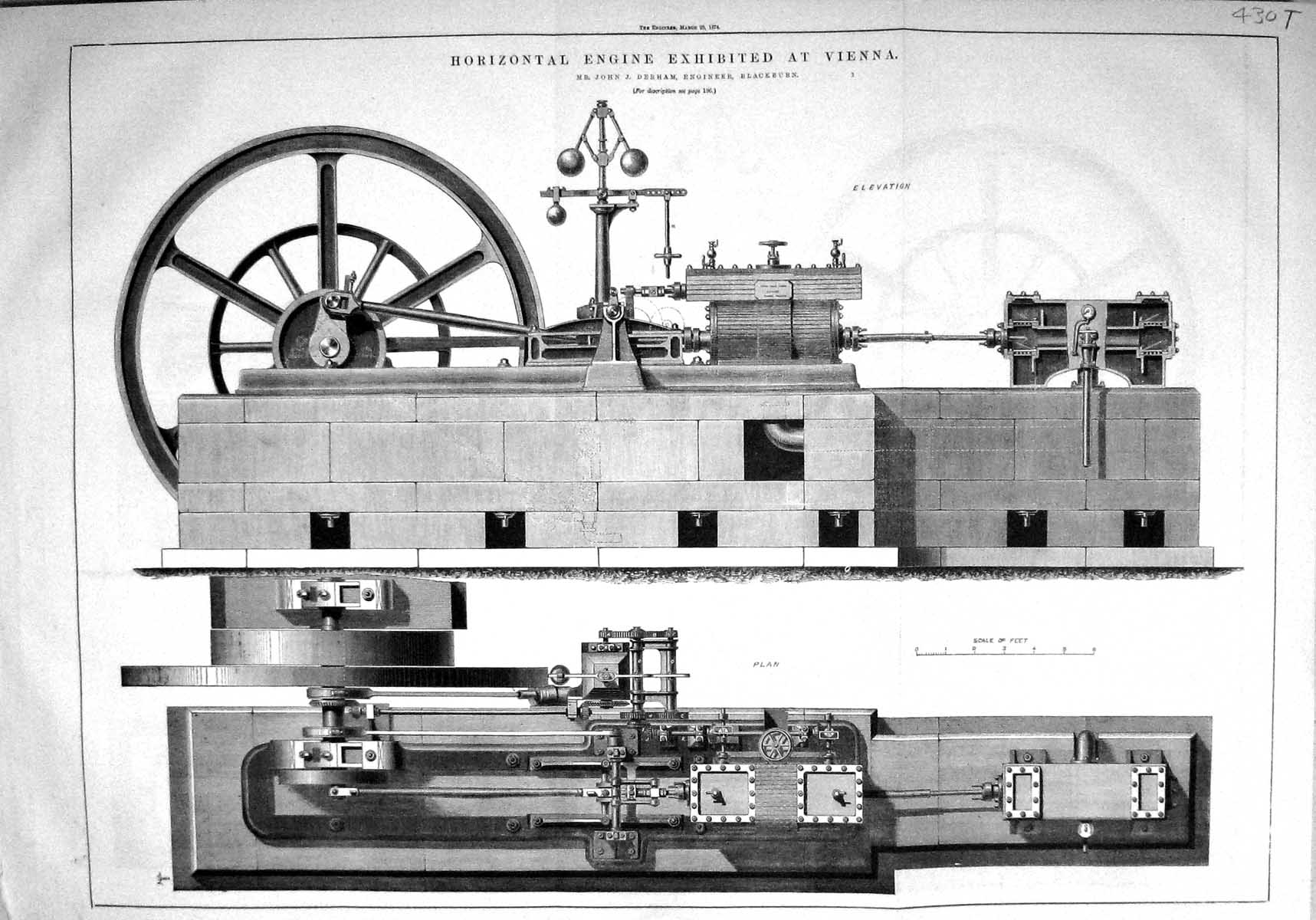 Old Horizontal Engine Vienna John Derham Machinery Engineering 1874Victorian