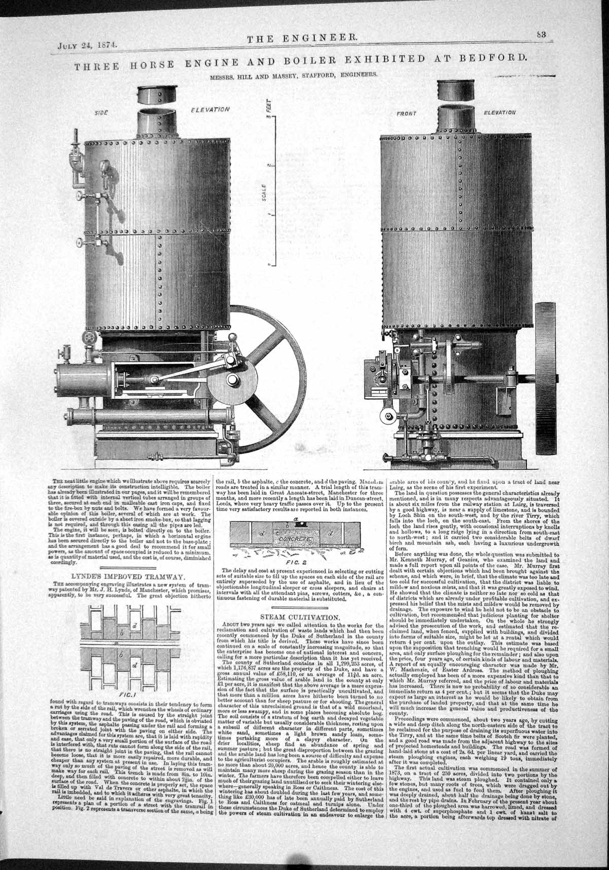 Old 1874 Three Horse Engine Boiler Bedford Hill Massey Lynde Tramway Victorian