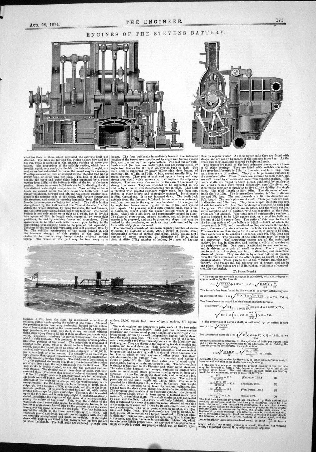 Old Engineering 1874 Engines Stevens Battery Machinery Ships Machiner Victorian