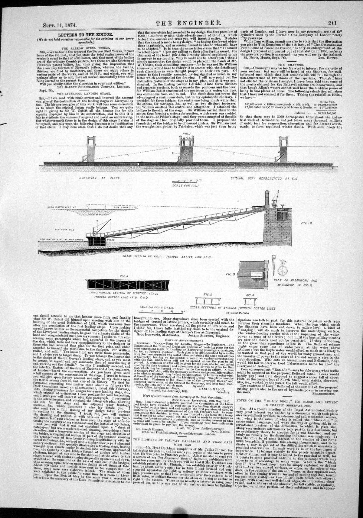 Old Engineering 1874 Liverpool Landing Stage Ships Quay Diagrams Pier Victorian