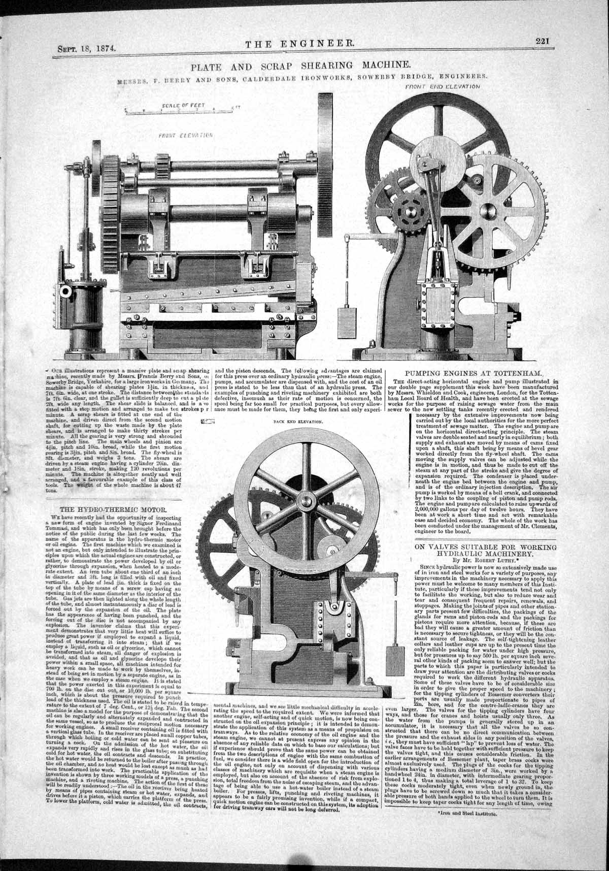 Antique Old Print Plate Scrap Shearing Machine Berry Calderdale Sowerby 1874
