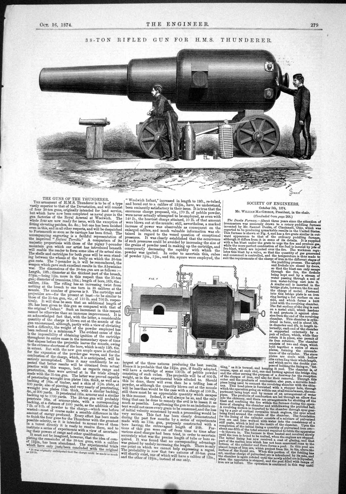 Old 38-Ton Rifled Gun H.M.S. Ship Thunderer Macgregor Danks Furnace