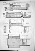 Antique Old Print 1874 Canal Work Italy Sluice House Cavour Plan Foundations