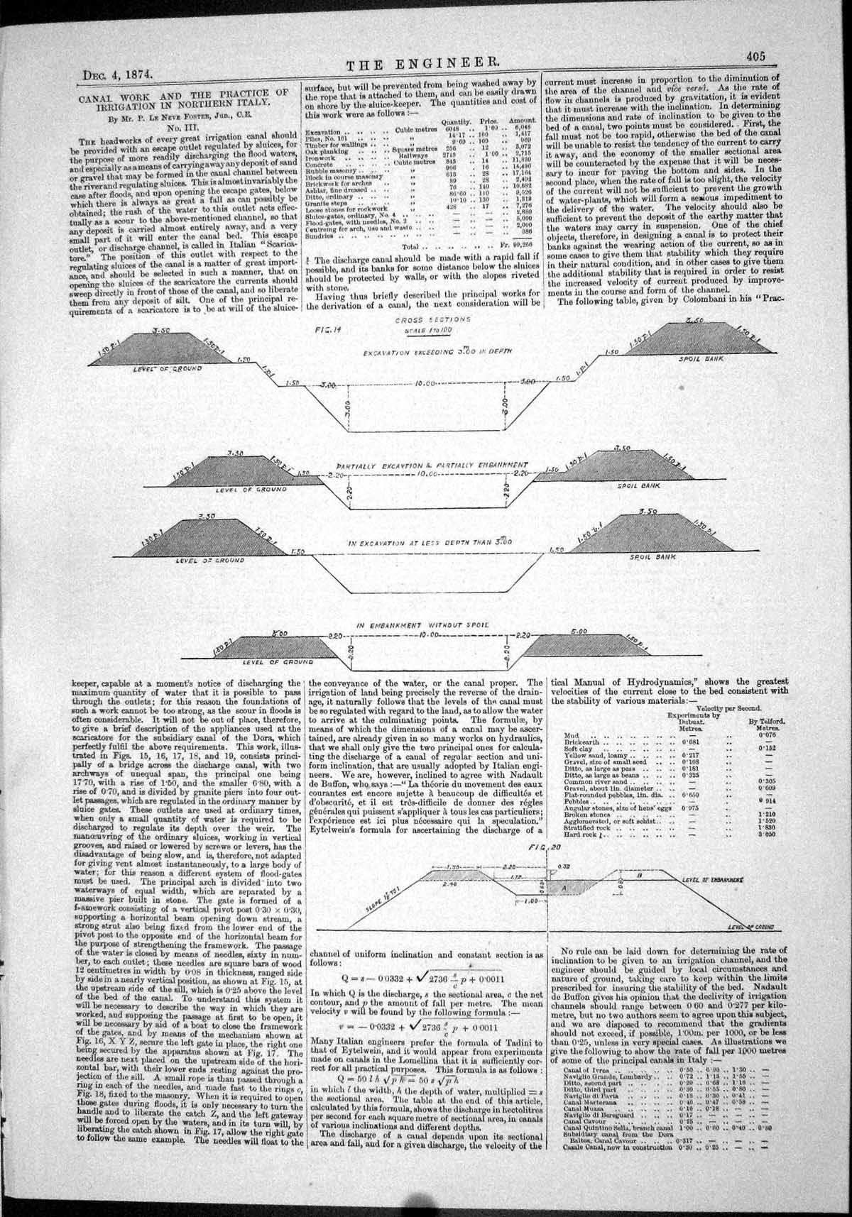 Old Engineering 1874 Canal Works Irrigation Italy Embankment Excavati Victorian
