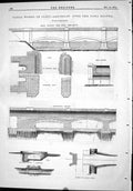 Old Engineering 1874 Canal Works Italy Aqueduct Dora Baltea Diagrams Victorian