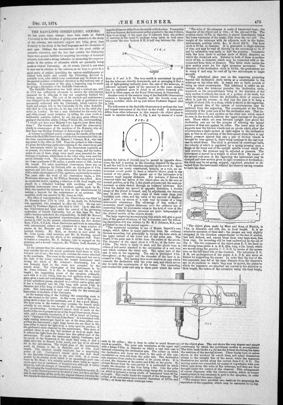 Old Engineering 1874 Astronomy Radcliffe Observatory Diagrams Telesco Victorian