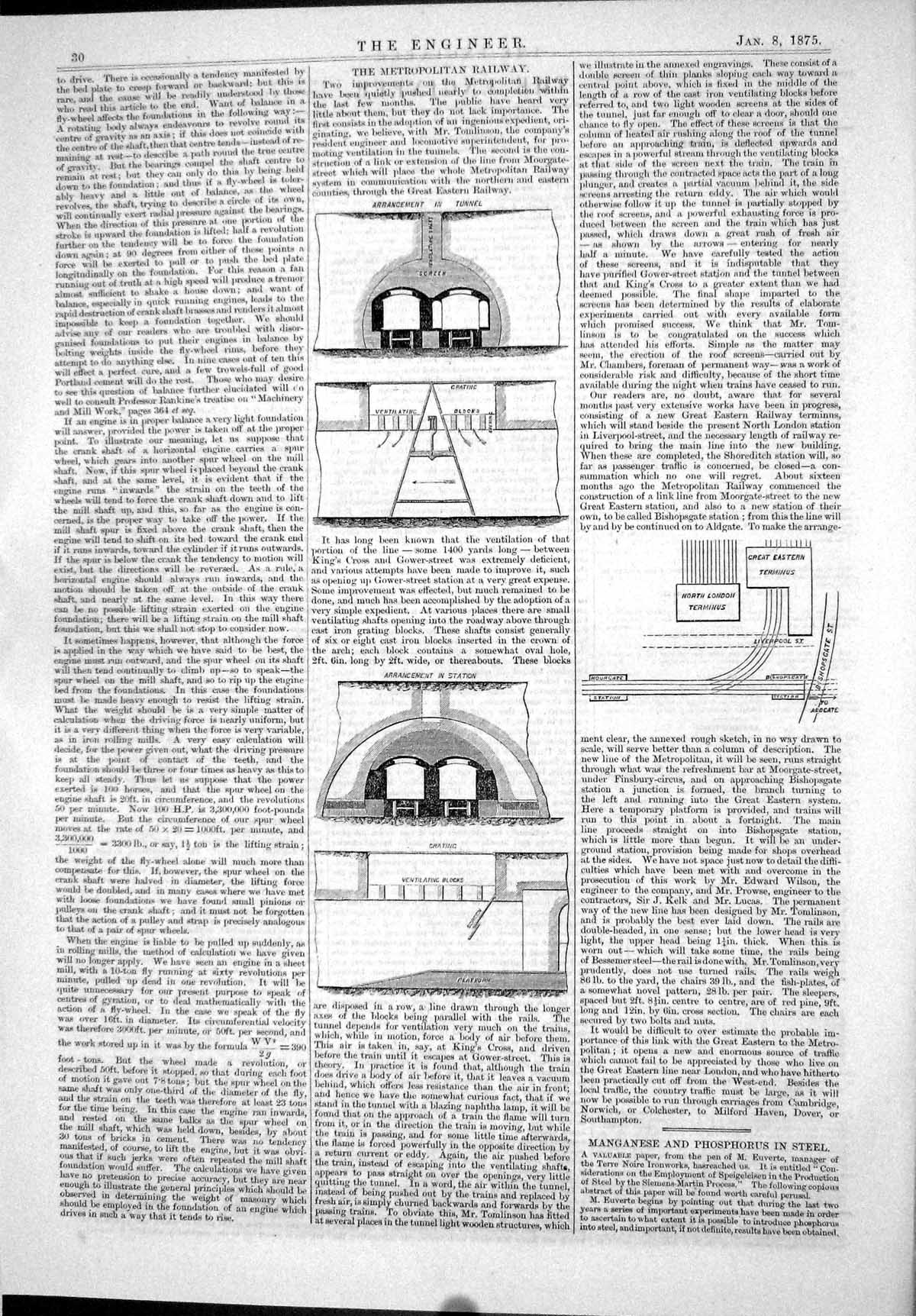 Old 1875 Metropolitan Railway Arrangement Tunnel Station Plan Terminu Victorian