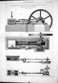 Old 1875 Horizontal Engine Variable Expansion Machinery Negri London Victorian
