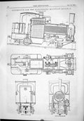 Antique Old Print 1875 Locomotive Train Kalenberg Mountain Railway Smoke Box