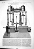 Antique Old Print 1875 Blowing Engines Govan Ironworks Dick Stevenson Airdrie