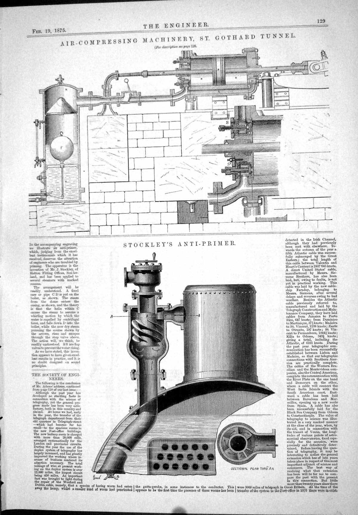 Old Air-Compressing Machinery Gothard Tunnel Stockley Anti-Primer 187 Victorian