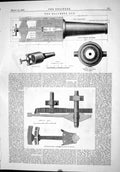 Antique Old Print 1875 Macomber Gun Compound Engine Albertmills Plan Gearing