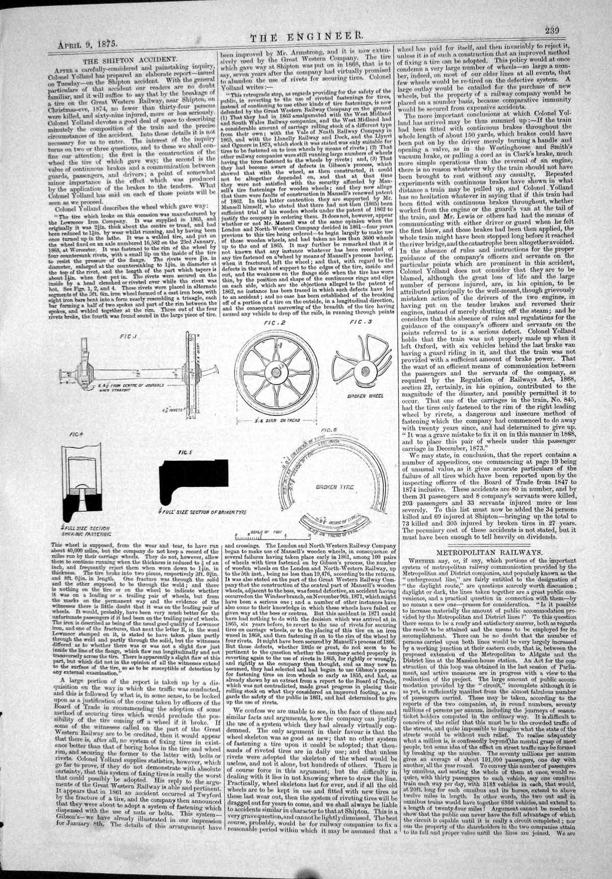 Old 1875 Shipton Accident Broken Tyre Wheel Diagrams Colonel Yolland Victorian