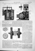 Old Print 1875 Engines Steam Ships Julio Denez Almeida Garrett Machinery 19th