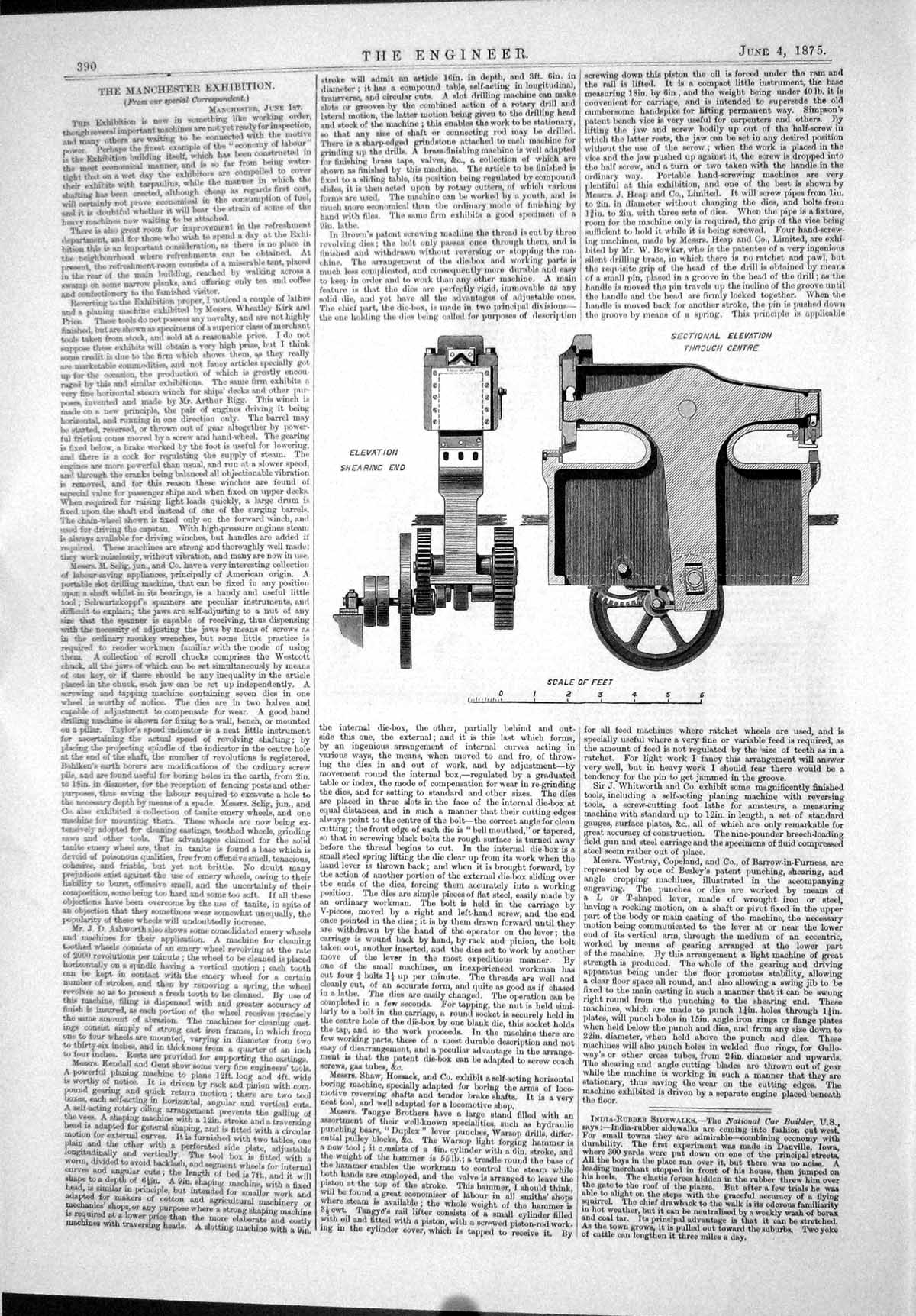 Old 1875 Manchester Exhibition Machinery Sectional Elevation Shearing Victorian