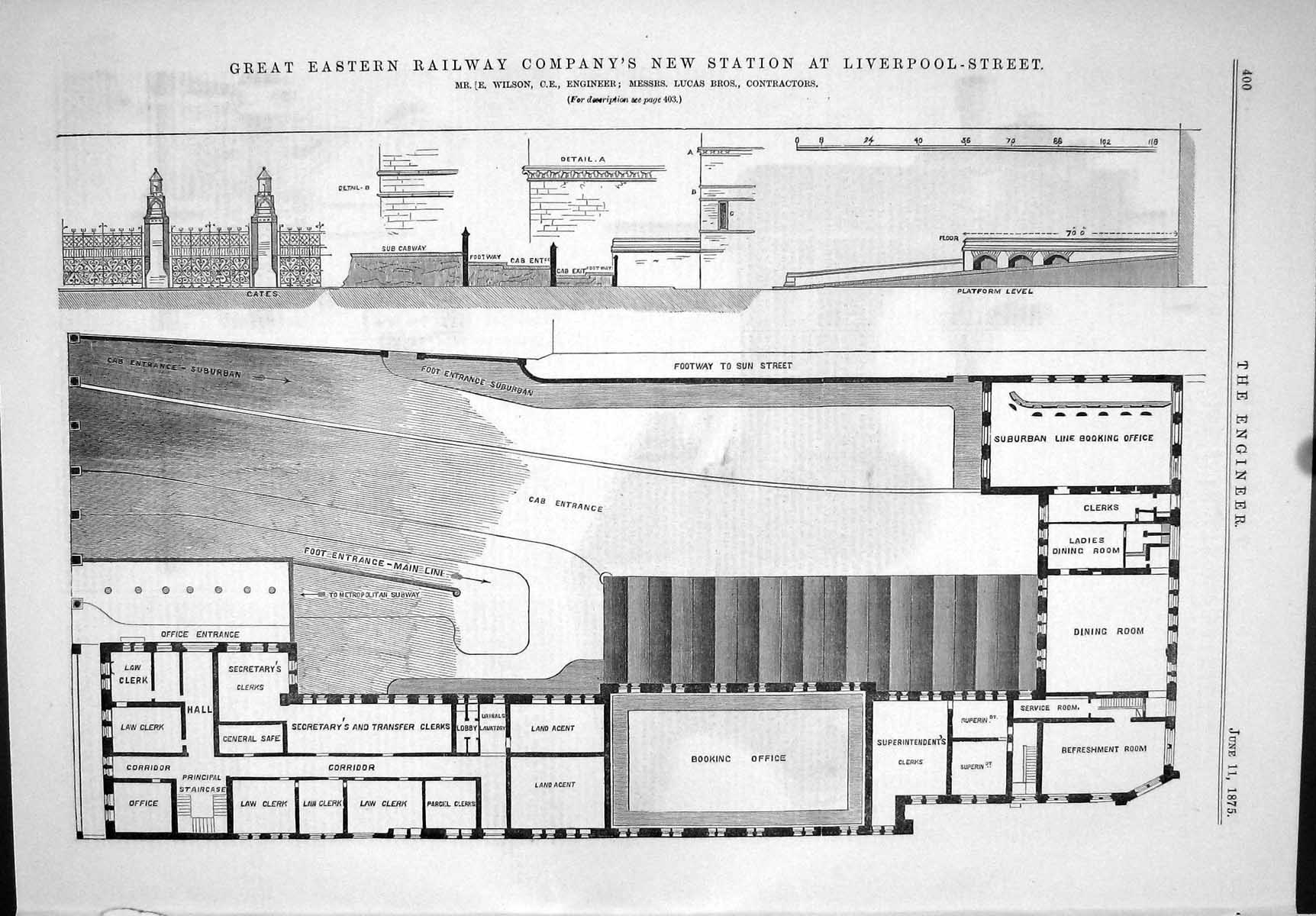 Old 1875 Great Eastern Railway Station Liverpool Street Wilson Lucas Victorian