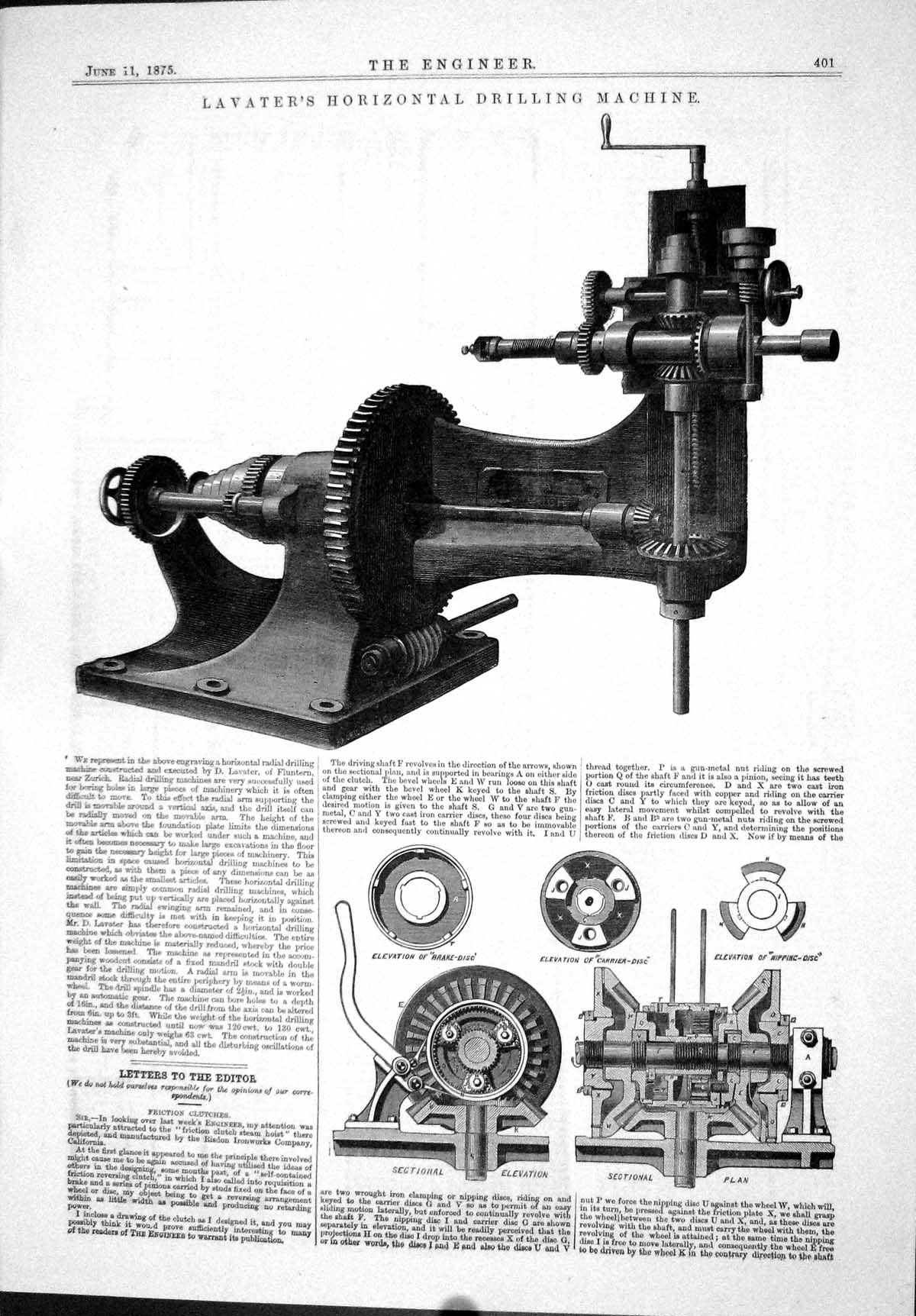 Old Lavater Horizontal Drilling Machine 1875 Friction Clutches Risdon Victorian