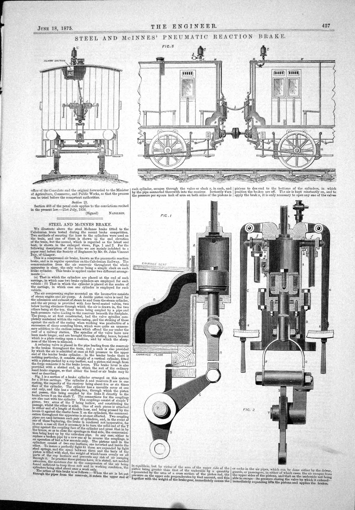 Old 1875 Steel Mcinnes Pneumatic Reaction Brake Caledonian Train Rail Victorian
